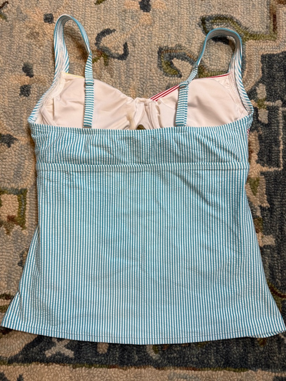 Lands' End Seersucker Women’s Tankini Top Size 8 Colorblock Nautical Underwire - Picture 6 of 10
